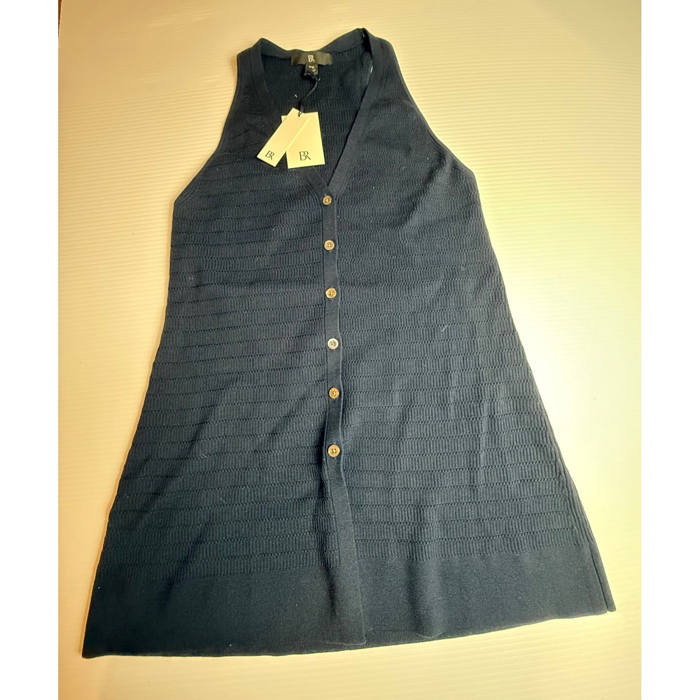 Banana Republic Navy Textured V‎ Neck Sleeveless Button Front Sweater top XS